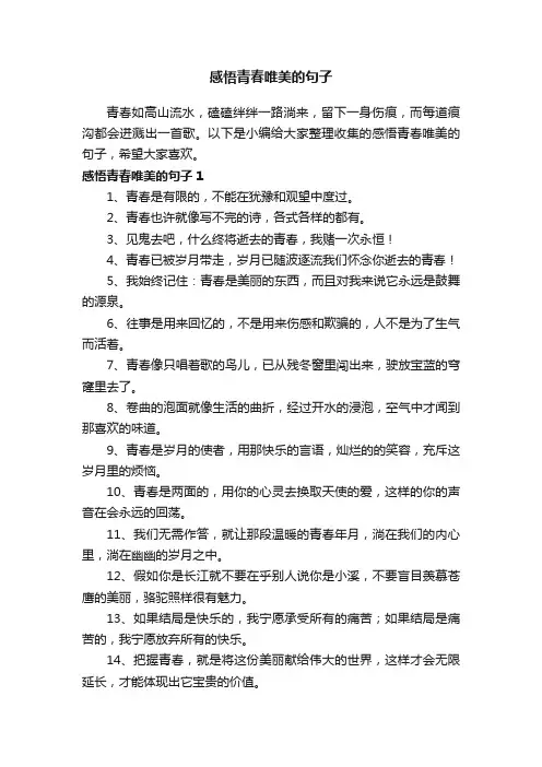 感悟青春唯美的句子