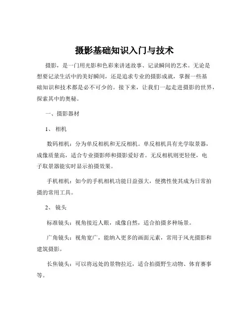 摄影基础知识入门与技术