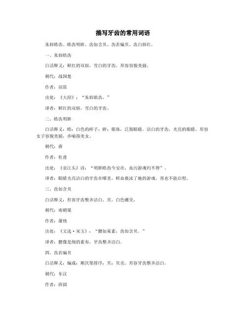 描写牙齿的常用词语