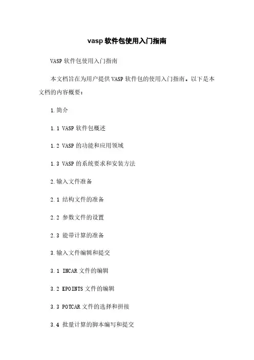 vasp软件包使用入门指南