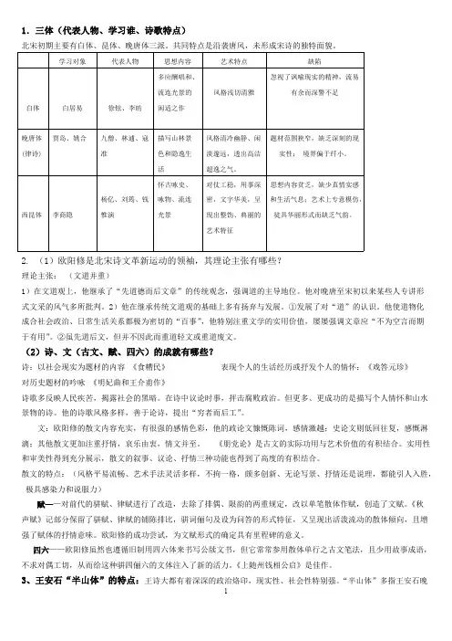 宋元古代文学期末复习资料(精美版)