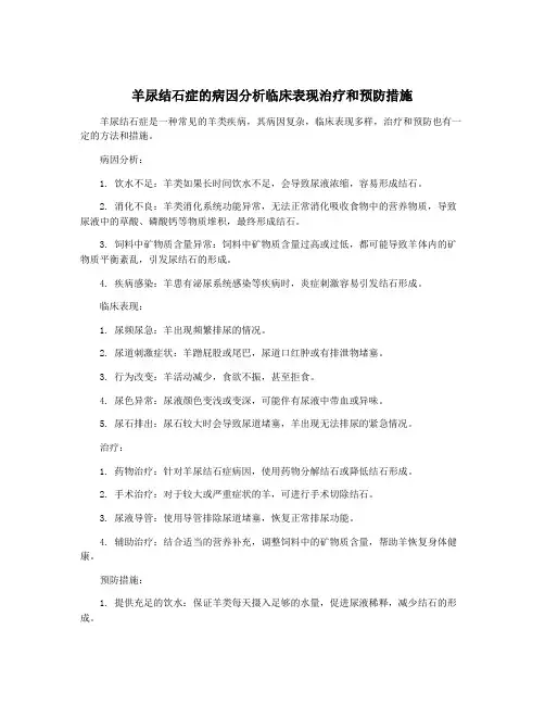 羊尿结石症的病因分析临床表现治疗和预防措施