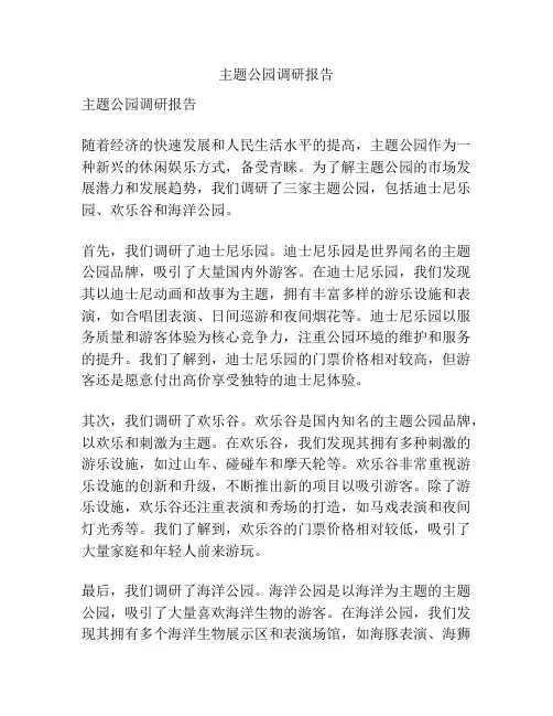 主题公园调研报告