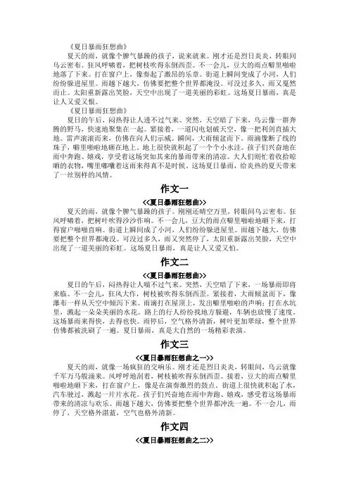 夏日暴雨狂想曲作文200字