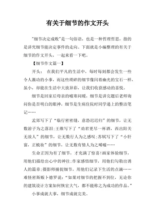有关于细节的作文开头
