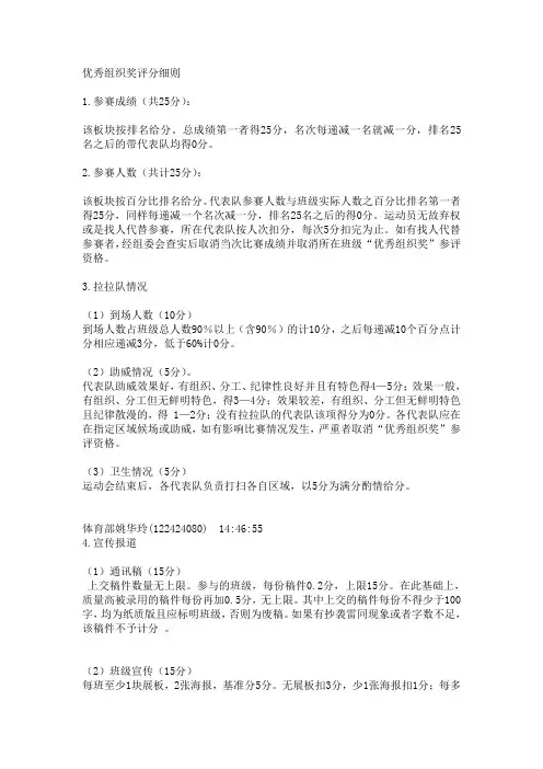 优秀组织奖评分细则