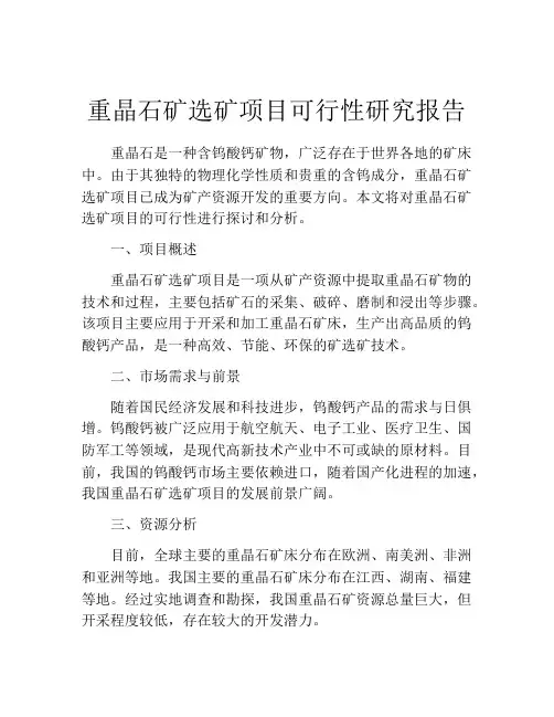 重晶石矿选矿项目可行性研究报告
