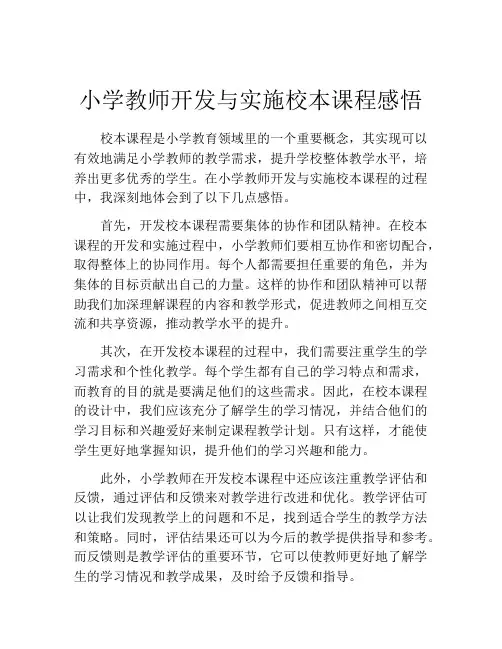 小学教师开发与实施校本课程感悟