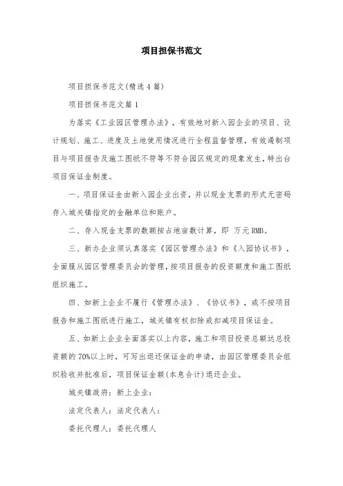 项目担保书范文