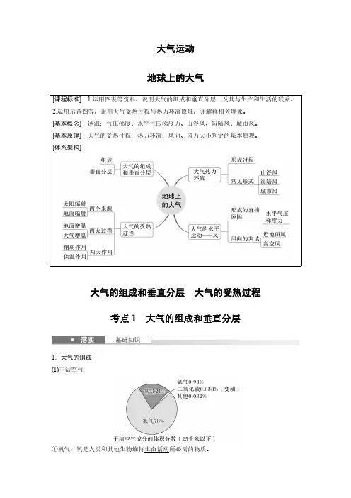 高考地理一轮专项复习讲义-大气的组成和垂直分层、大气的受热过程(人教版)