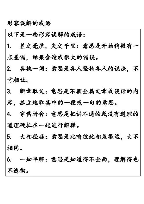 形容误解的成语