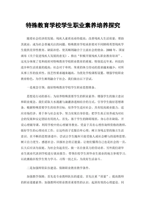 特殊教育学校学生职业素养培养探究