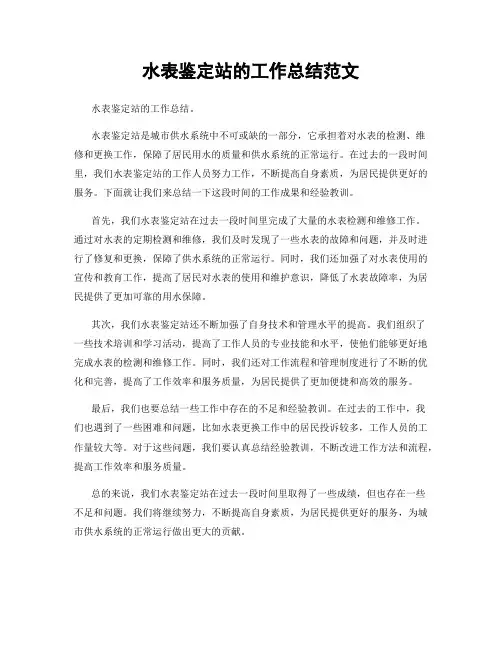 水表鉴定站的工作总结范文