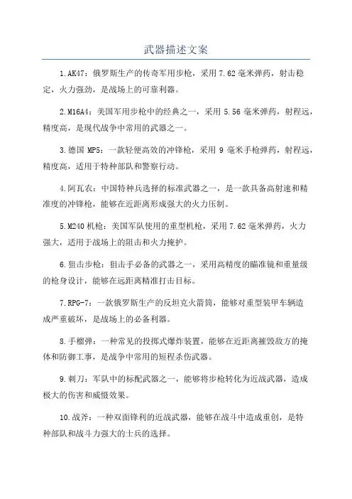 武器描述文案