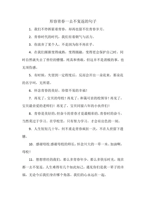 形容青春一去不复返的句子