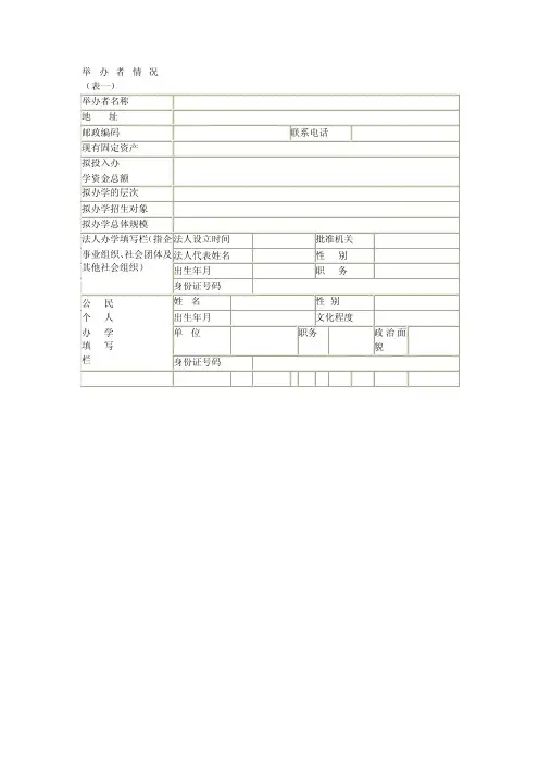 民办教育办学申请表