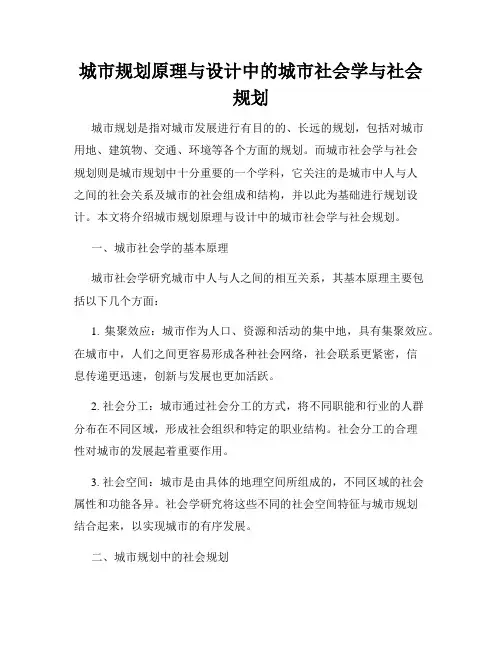 城市规划原理与设计中的城市社会学与社会规划