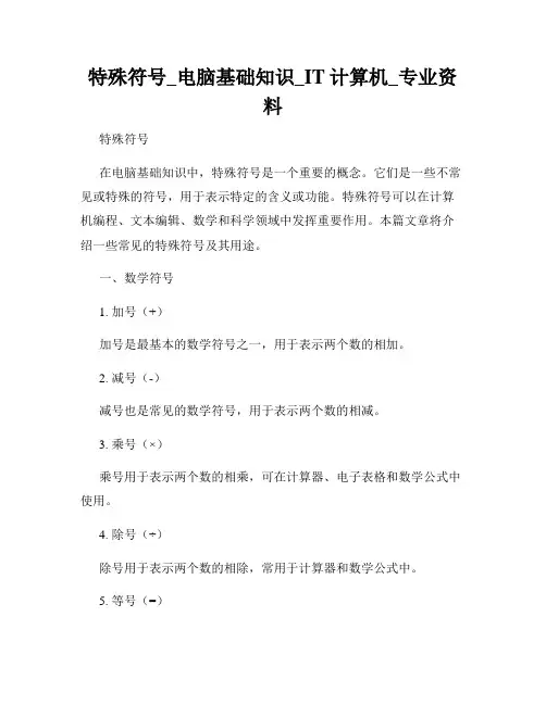 特殊符号_电脑基础知识_IT计算机_专业资料