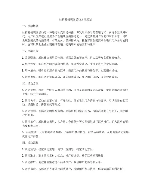 社群营销裂变活动文案策划