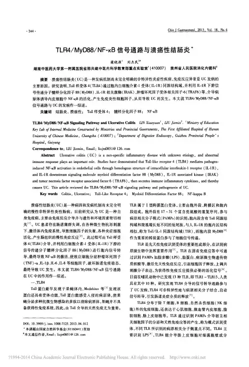 2013.TLR4_MyD88_NF_kB信号通路与溃疡性结肠炎_蔺晓源