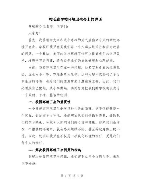 校长在学校环境卫生会上的讲话