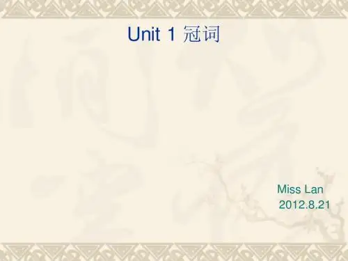 Unit 1 冠词