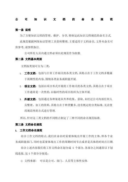 公司知识的命名规范