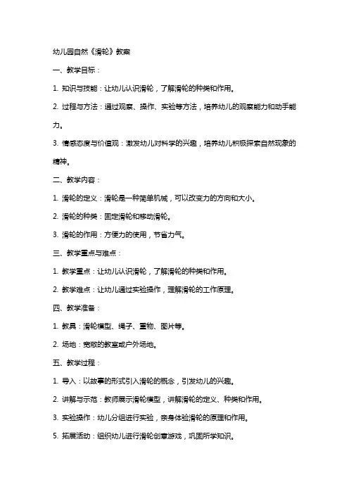 幼儿园自然《滑轮》教案
