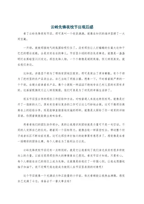 云岭先锋夜校节目观后感