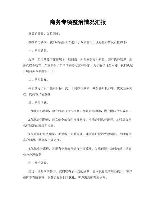 商务专项整治情况汇报