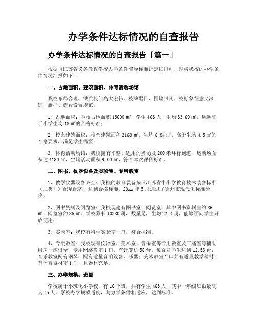 办学条件达标情况的自查报告