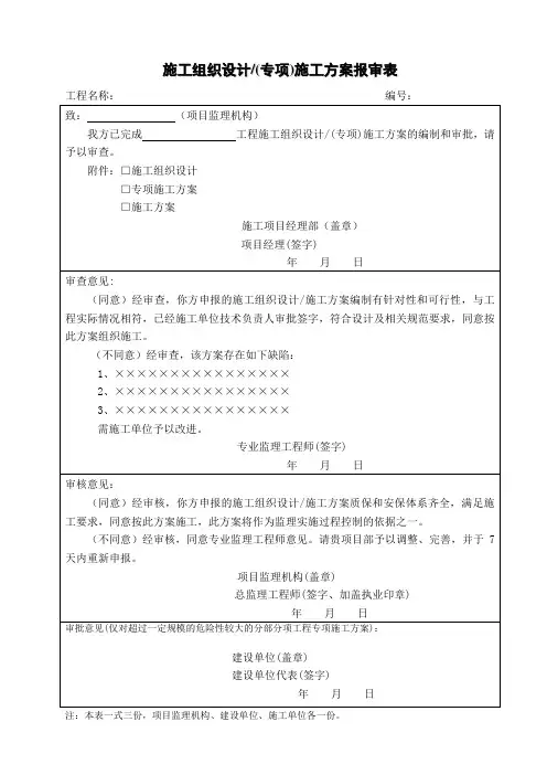 施工组织设计(方案)报审表(附监理审核意见)