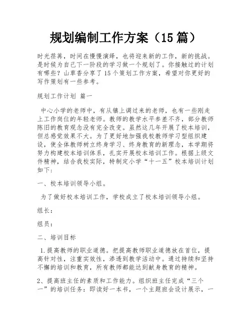 规划编制工作方案(15篇)
