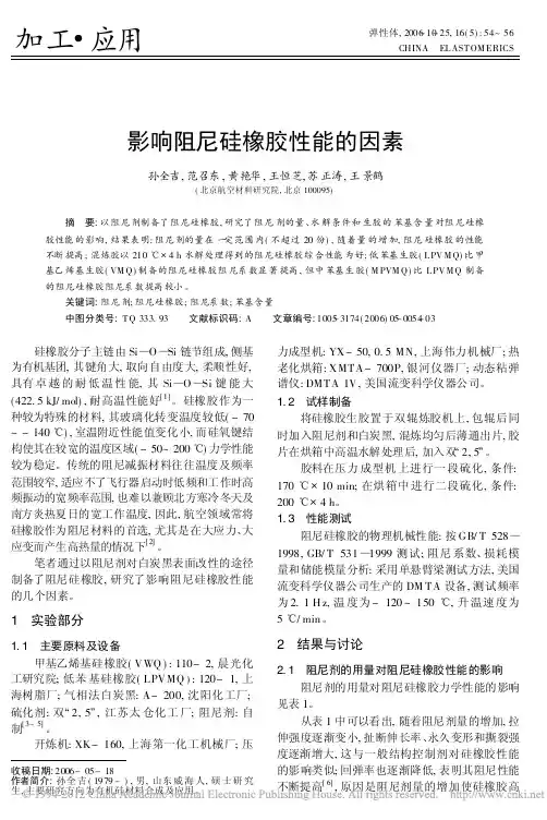 影响阻尼硅橡胶性能的因素_孙全吉
