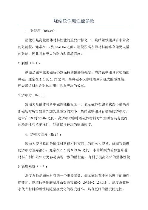 烧结钕铁硼性能参数