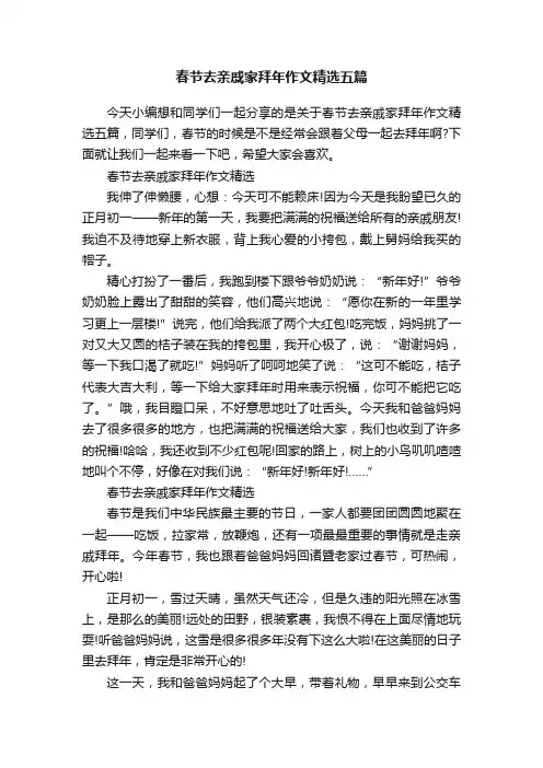 春节去亲戚家拜年作文精选五篇
