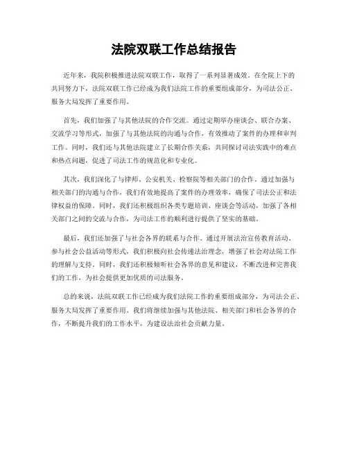 法院双联工作总结报告