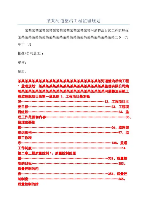 某某河道整治工程监理规划