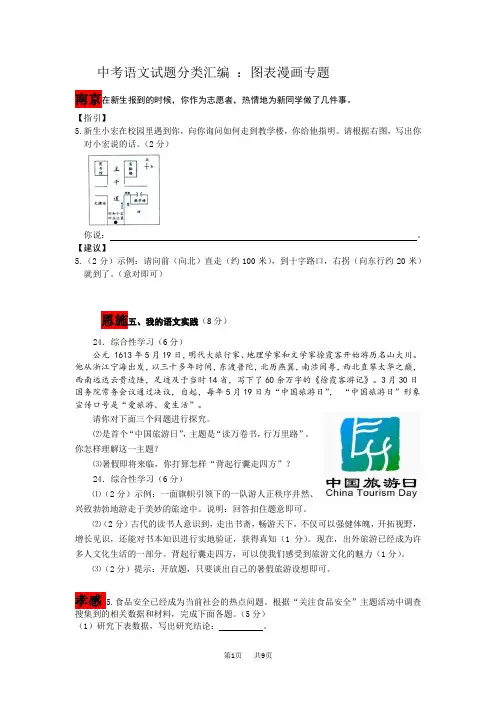 中考语文试题分类汇编 ：图表漫画专题