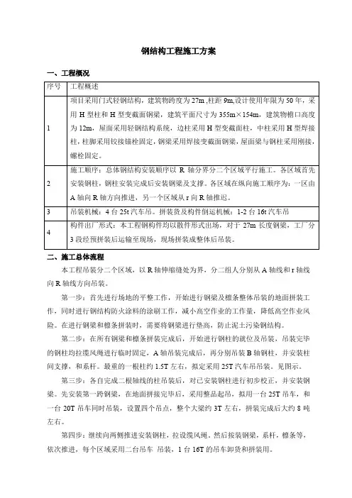 钢结构工程施工方案