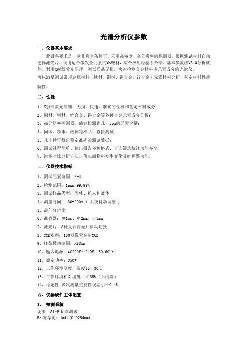 光谱分析仪参数