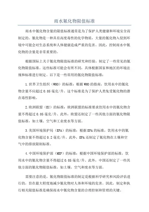 雨水氰化物限值标准