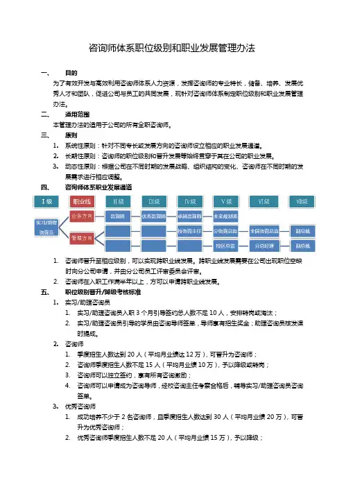 咨询师体系职位级别和职业发展管理办法