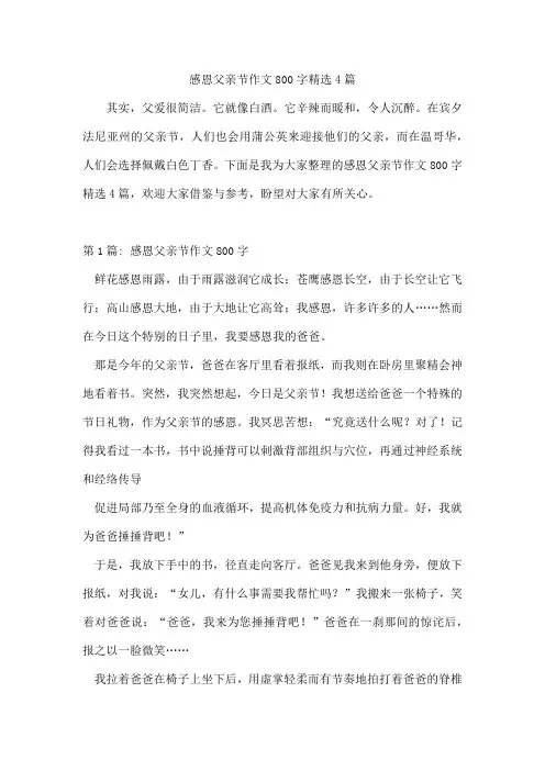 感恩父亲节作文800字精选4篇