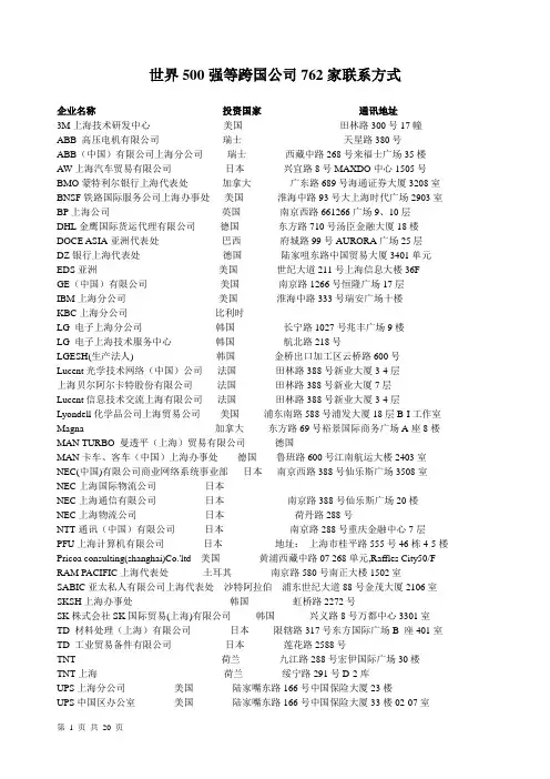500强联系方式