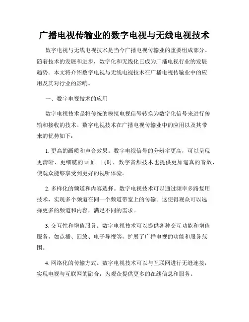 广播电视传输业的数字电视与无线电视技术