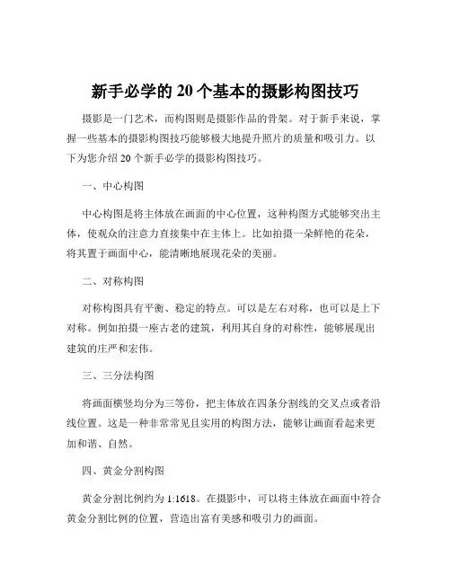新手必学的20个基本的摄影构图技巧