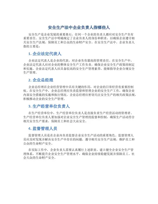 安全生产法中企业负责人指哪些人