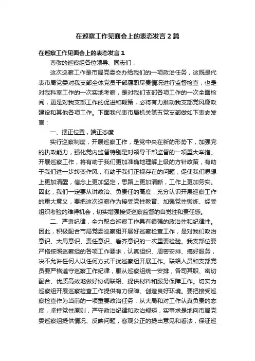 在巡察工作见面会上的表态发言2篇
