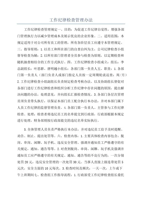 工作纪律检查管理办法